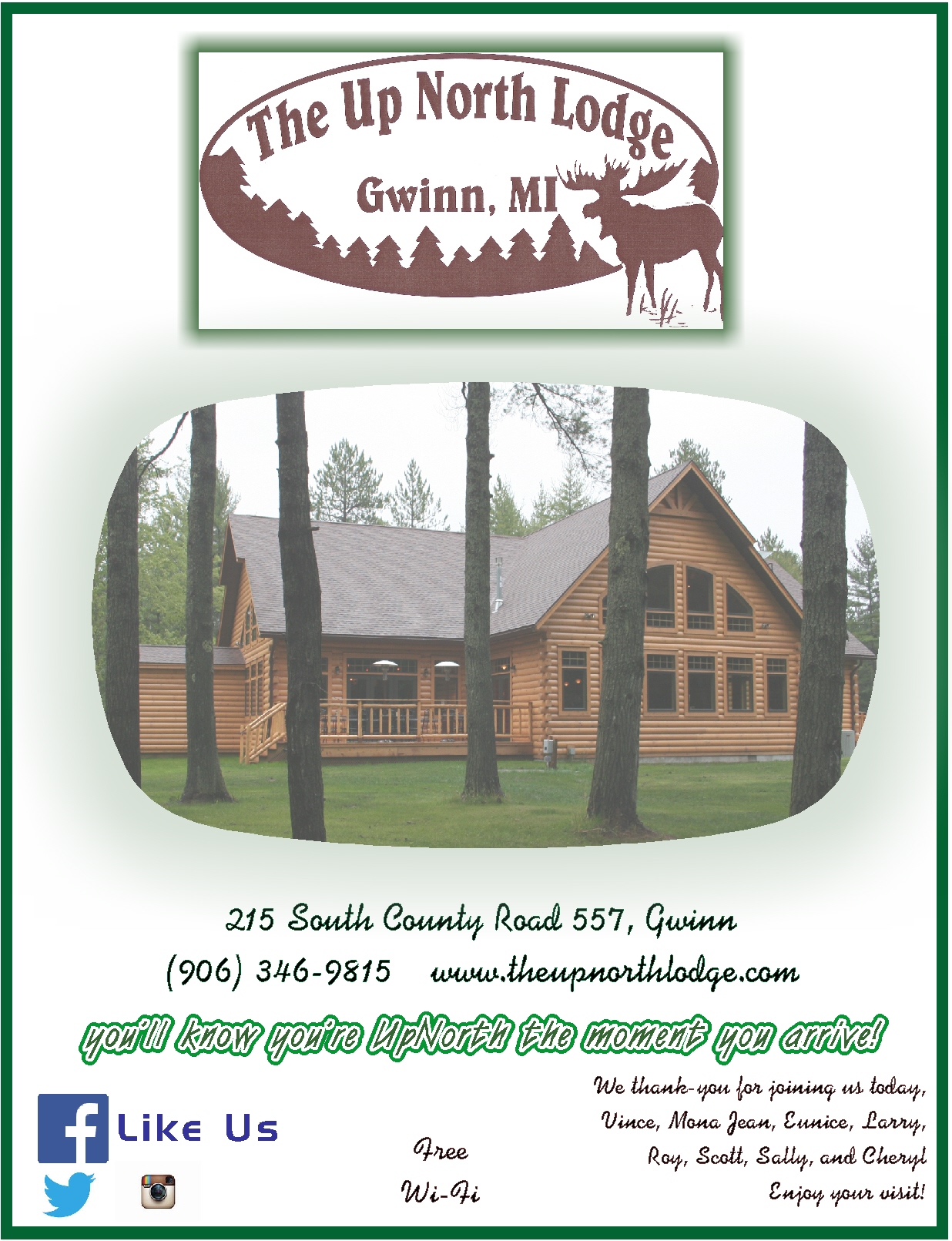 Our Menu The Up North Lodge Dining & Bar in Gwinn, MI